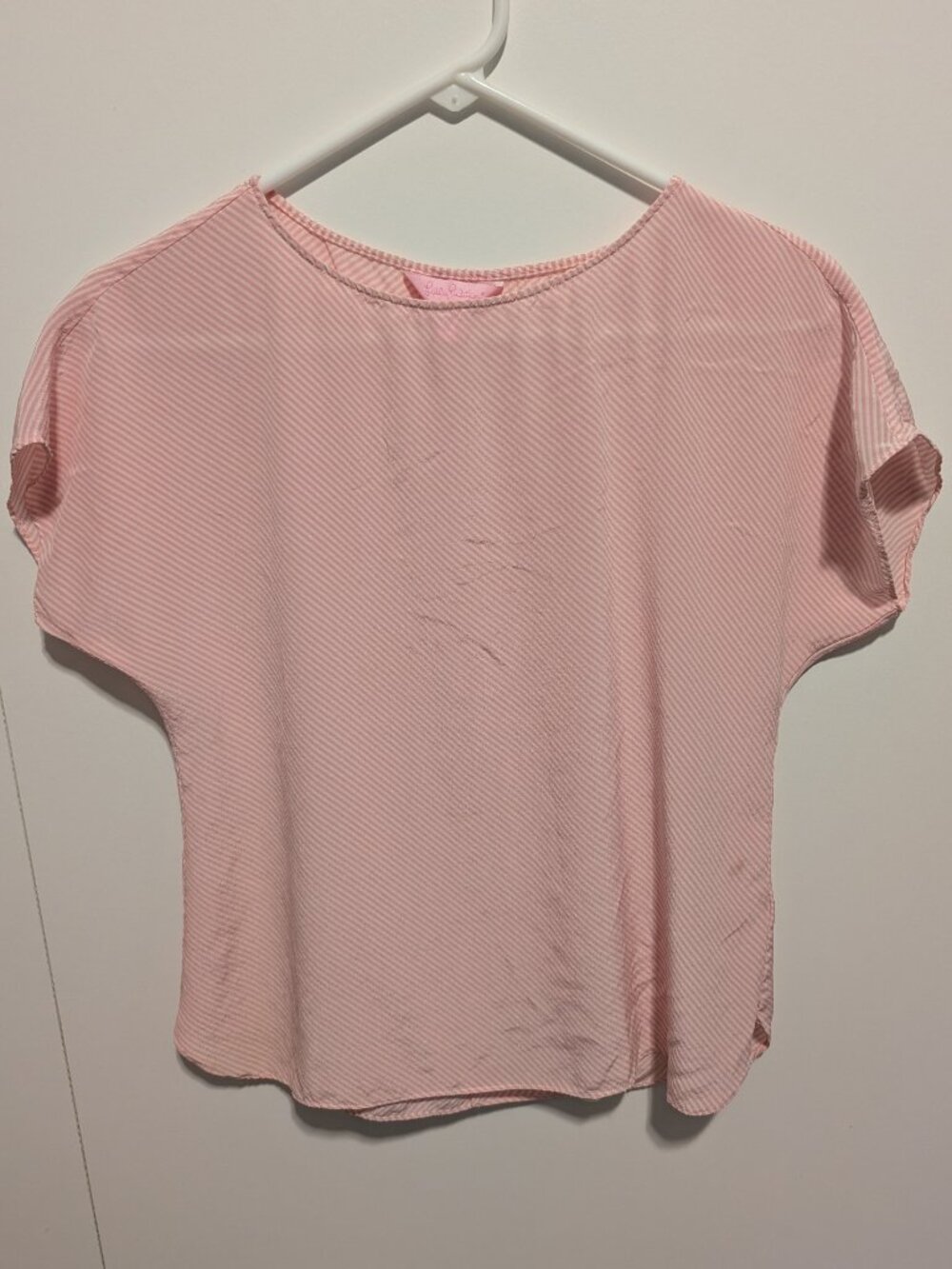 Lilly Pulitzer "Guava" Top in a pink and white diagonal stripe - XS